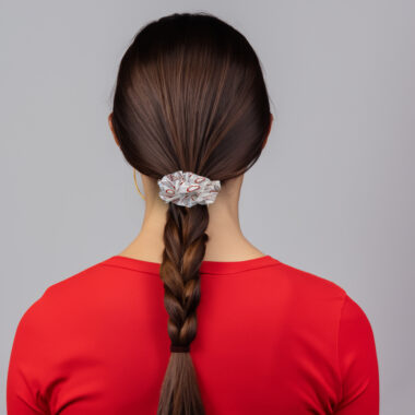 Rugby Scrunchie in White and Red Hair Accessory Rugby Gifts Scrunchie