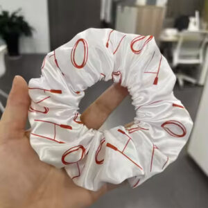 Rugby Scrunchie in White and Red Hair Accessory