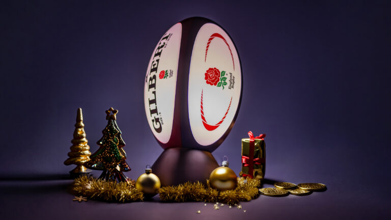 Rugby Ball Light Christmas Gift - A Rugby Ball Light displayed as a festive Christmas gift